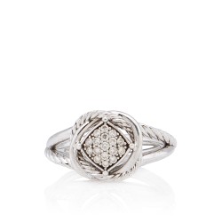 David Yurman Sterling Silver Pave Diamond 7mm Infinity Ring - Size 8