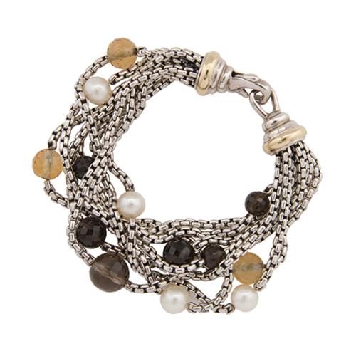 David Yurman Sterling Silver Pearl Bead Multi Strand Bracelet