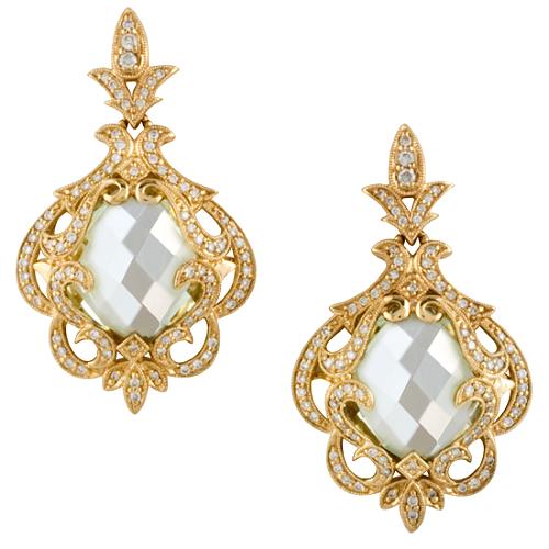 Gabriel & Co Green Amethyst & Diamond Earrings