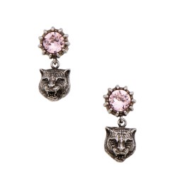 Gucci Crystal Feline Head Stud Earrings