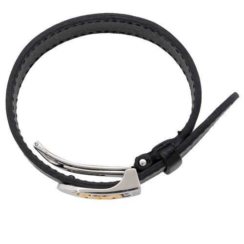 Gucci Leather Interlocking G Buckle Wrap Bracelet