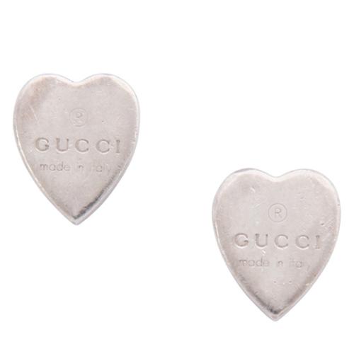 Gucci Sterling Silver Heart Stud Earrings