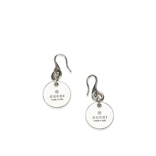 Gucci Sterling Silver Logo Drop Earrings