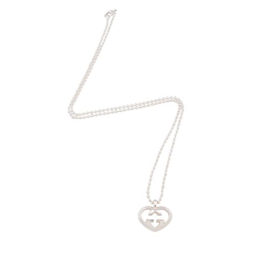 Gucci Sterling Silver Love Britt Heart Necklace