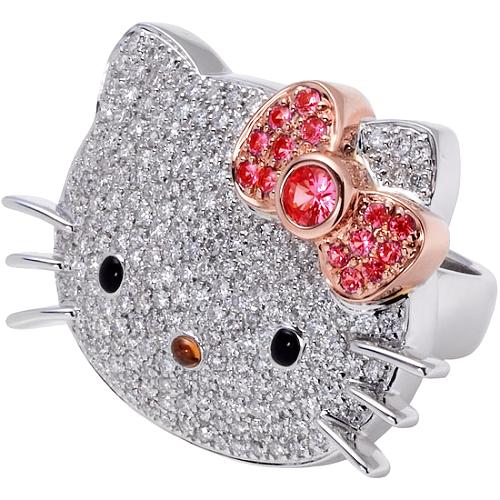 Hello Kitty Diamond and Pink Sapphire Ring