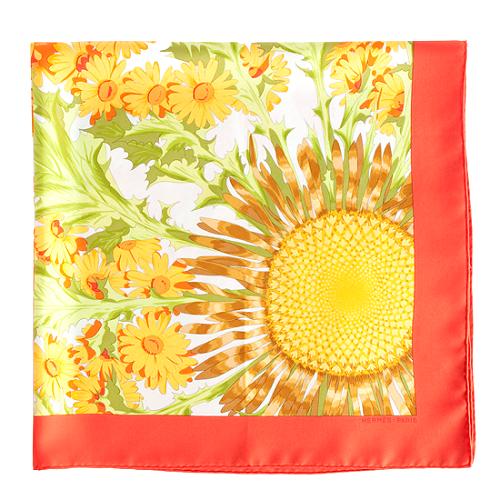 Hermes Silk Fleurs et Carlines II 90cm Scarf