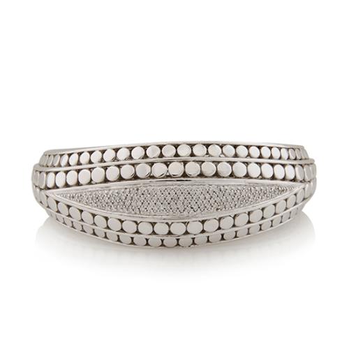 John Hardy Dot Sterling Silver Pave Diamond Tapered Cuff 