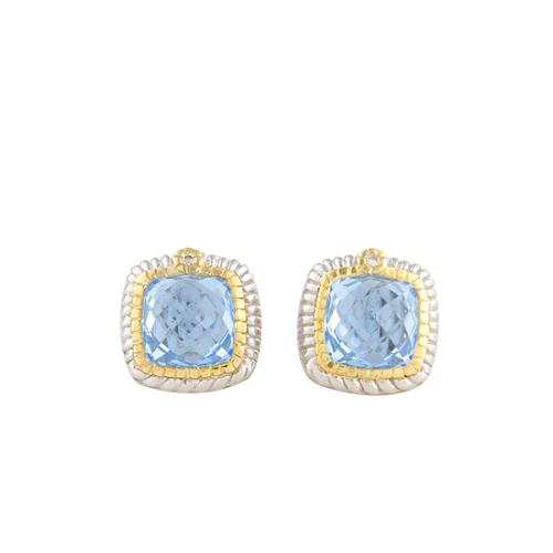 Judith Ripka 18kt Yellow Gold and Blue Quartz Stud Earrings