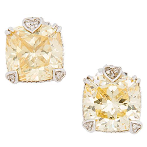 Judith Ripka Canary Crystal Diamond Fontaine Earrings 