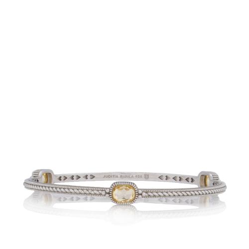 Judith Ripka Sterling Silver Canary Crystal Bangle Bracelet