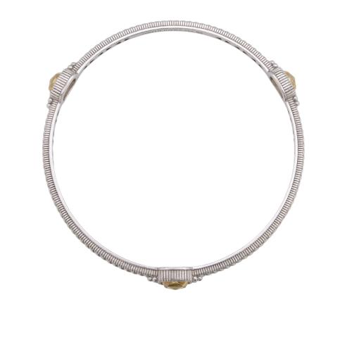 Judith Ripka Sterling Silver Canary Crystal Bangle Bracelet