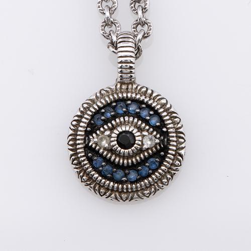 Judith Ripka Sterling Silver Diamond Evil Eye Necklace