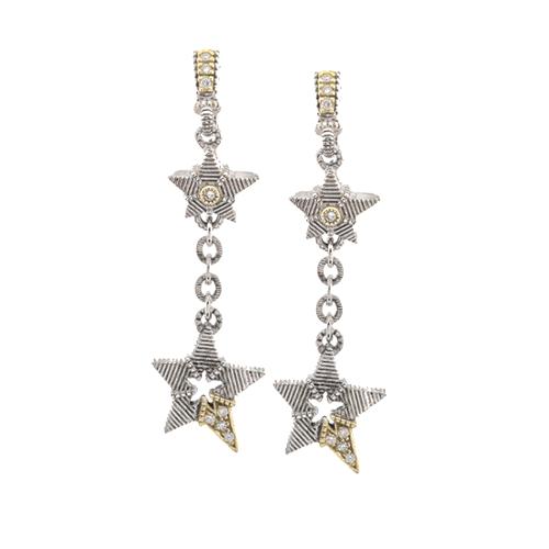 Judith Ripka Sterling Silver Star Drop Earrings