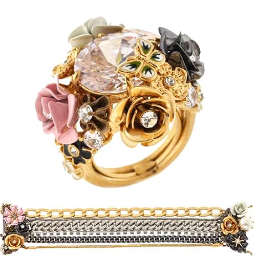 Juicy Couture Gilded Flower Cluster Bracelet & Ring