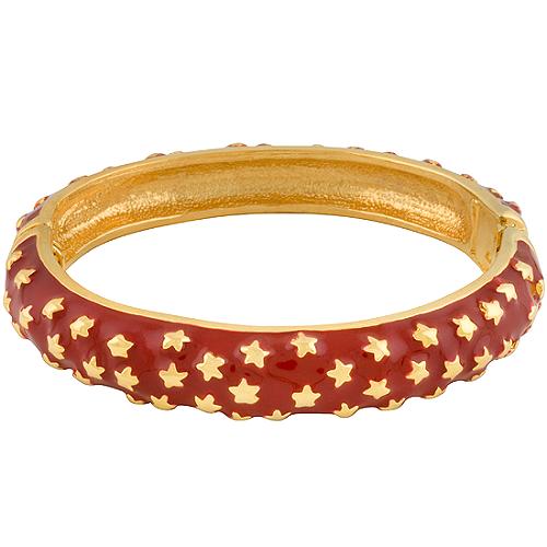 Kenneth Jay Lane Red Enamel Star Hinged Bracelet