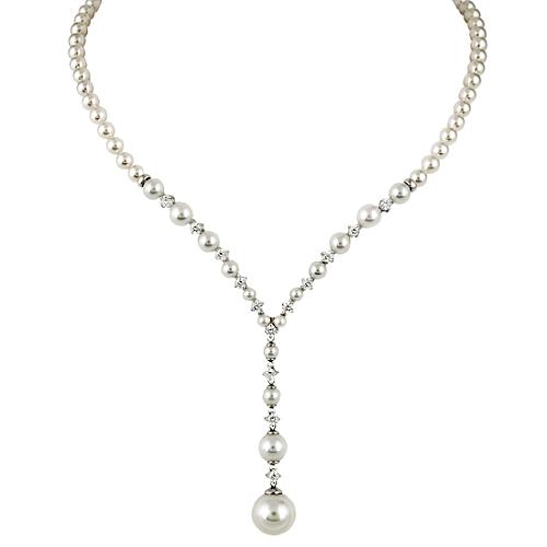 Majorica Pearl & CZ Y Necklace