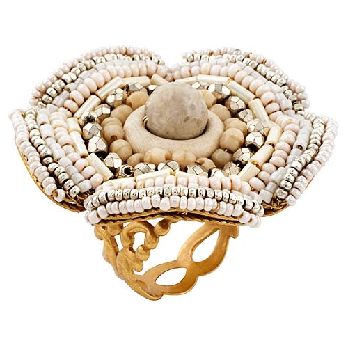 Miriam Haskell Flower Beaded Ring