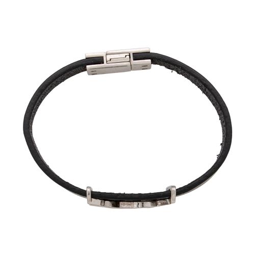 Saint Laurent Leather Monogram Cassandre Bracelet