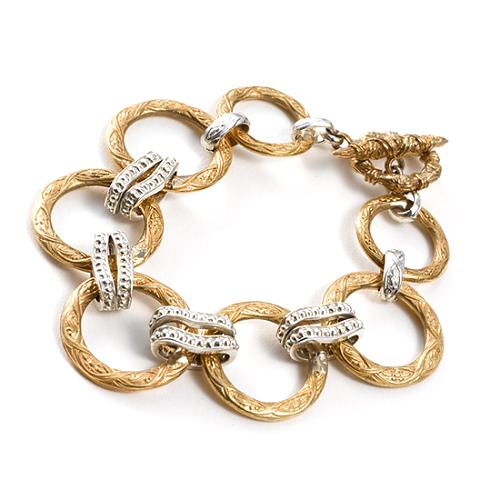 Stephen Dweck Bronze and Silver Link Bracelet