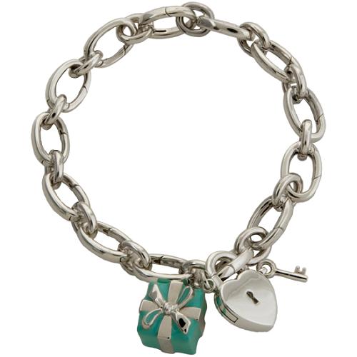 Tiffany & Co. Blue Box & Heart Lock Charm Bracelet