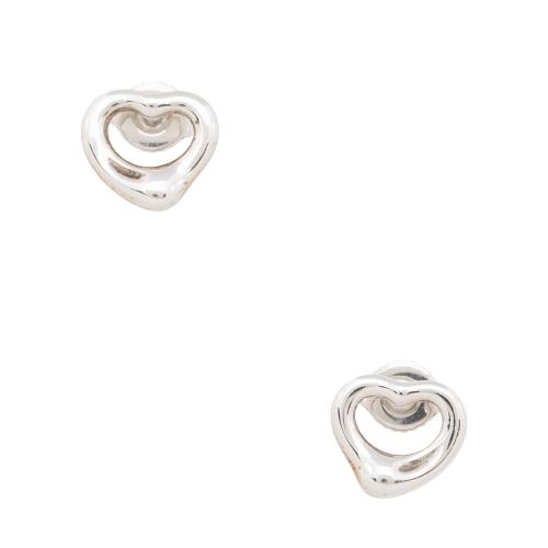 Tiffany & Co. Elsa Peretti Sterling Silver Open Heart Stud Earrings