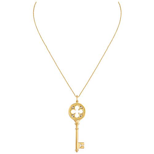 Tiffany & Co. Quatrefoil Key Diamond Pendant