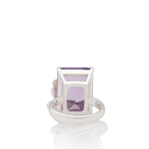 Tiffany & Co. Sterling Silver 18k Gold Amethyst Love Bugs Cocktail Ring - Size 6