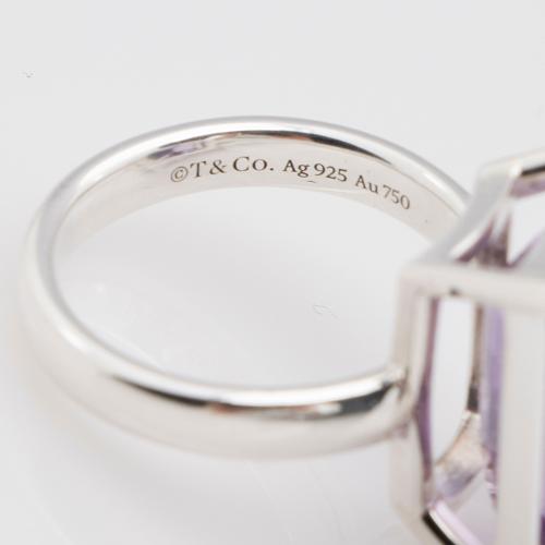 Tiffany & Co. Sterling Silver 18k Gold Amethyst Love Bugs Cocktail Ring - Size 6