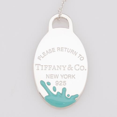 Tiffany & Co. Sterling Silver Enamel Color Splash Oval Necklace