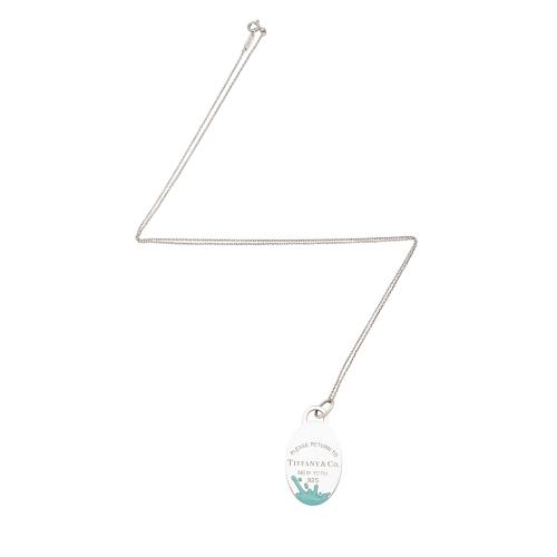 Tiffany & Co. Sterling Silver Enamel Color Splash Oval Necklace