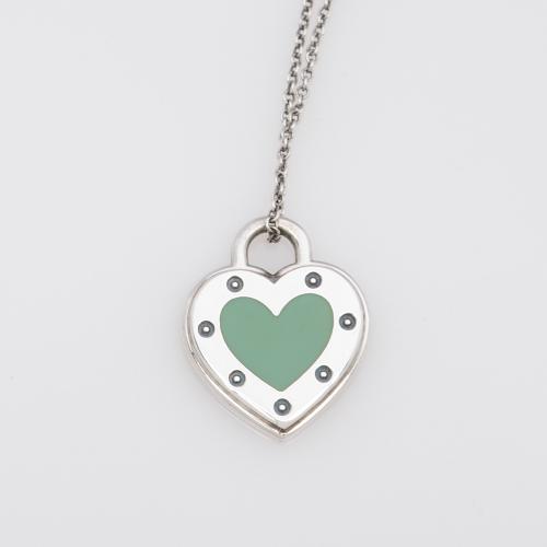 Tiffany & Co. Sterling Silver Enamel Return to Love Heart Necklace