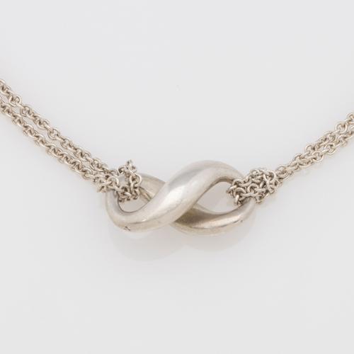 Tiffany & Co. Sterling Silver Infinity Double Chain Necklace