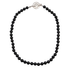 Tiffany & Co. Sterling Silver Onyx Toggle Necklace