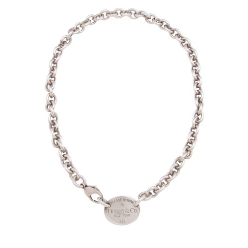 Tiffany & Co. Sterling Silver Return To Tiffany Oval Tag Necklace