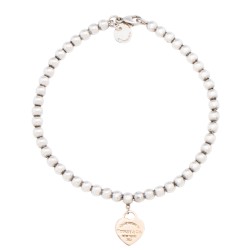 Tiffany & Co. Sterling Silver Rose Gold Return to Tiffany Heart Bead Bracelet