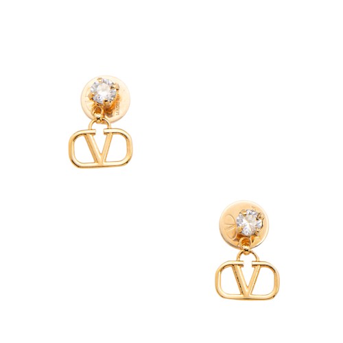 Valentino Crystal Vlogo Drop Earrings