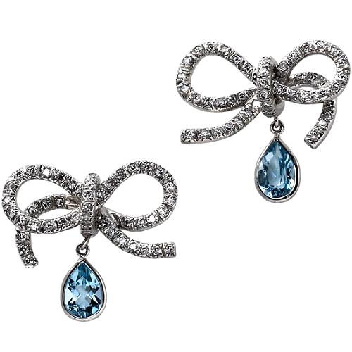 Vera Wang Aqua Bow Earrings