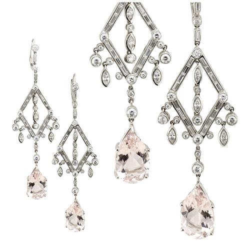 Vera Wang Diamond Shape Morganite Earrings