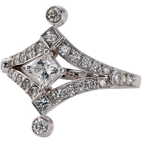 Vera Wang Platinum Diamond Shaped Ring