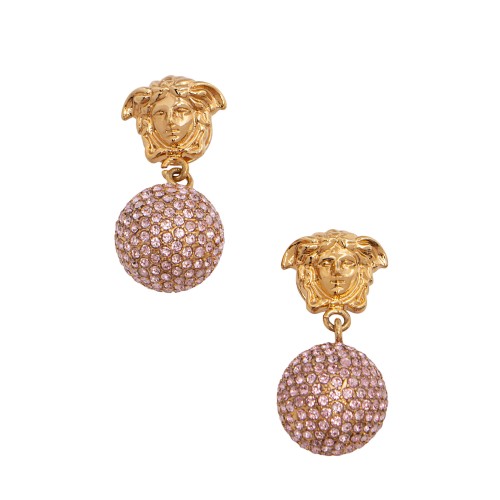 Versace Crystal La Medusa Drop Earrings