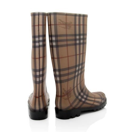 Burberry Haymarket Check Rubber Mid-Calf Rain Boots - Size 7 / 37 - FINAL SALE