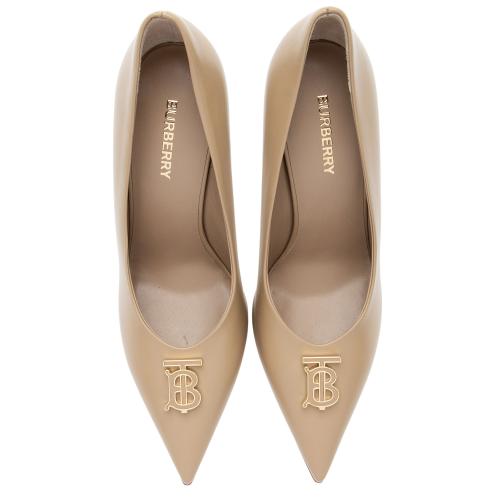 Burberry Leather TB Monogram Ezra Pumps - Size 7 / 37