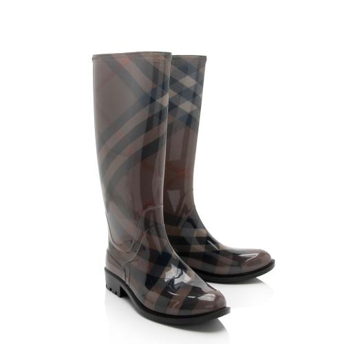 Burberry Nova Check Rubber Rain Boots - Size 7 / 37