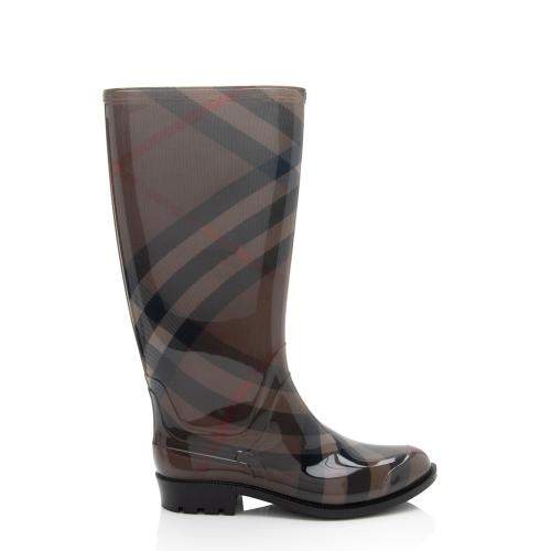 Burberry Nova Check Rubber Rain Boots - Size 7 / 37