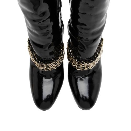 Burberry Patent Leather Chain Knee High Boots - Size 8.5 / 38.5