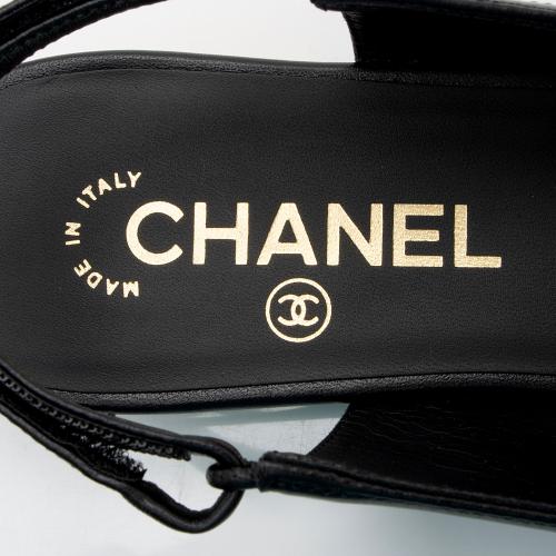 Chanel Lambskin Grosgrain Bow CC Captoe Slingback Flats - Size 8.5 / 38.5