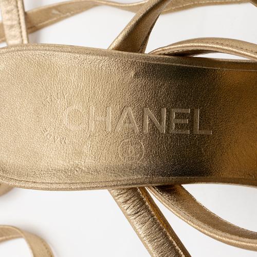 Chanel Metallic Leather Gladiator Strappy Sandals - Size 9B / 39B