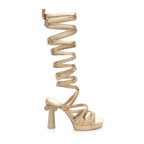 Chanel Metallic Leather Gladiator Strappy Sandals - Size 9B / 39B