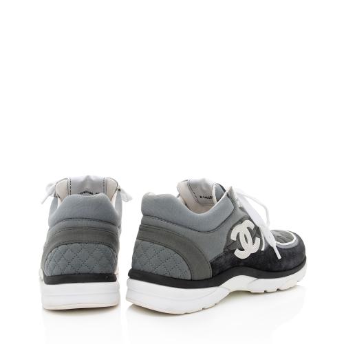 Chanel Quilted Suede CC Sneakers - Size 10 / 40