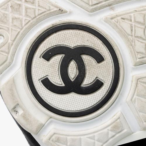 Chanel Quilted Suede CC Sneakers - Size 10 / 40